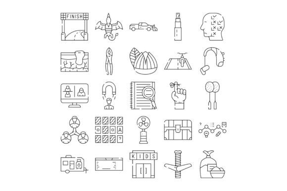 Download Miscellaneous Line Art Icons Illustratin - Premium Bundle